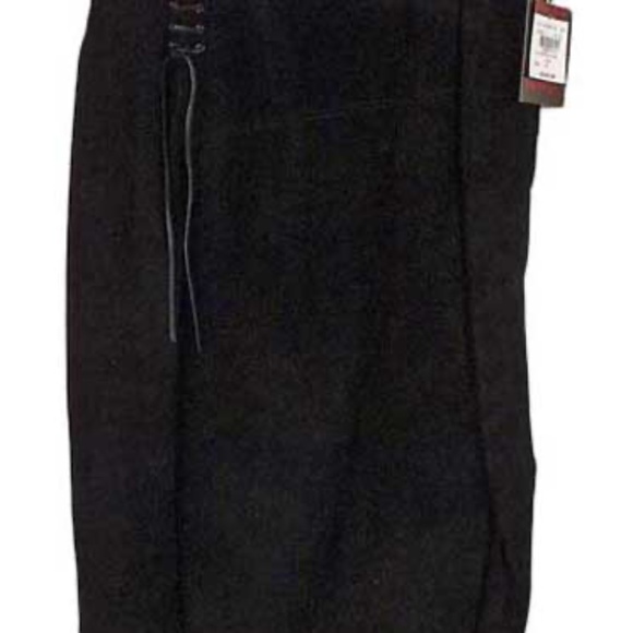 SKIRT, SUEDE, MISSES 10, BLACK, DANIER LEATHER, STRETCH LINING, FRONT CALF LACE - Picture 1 of 8